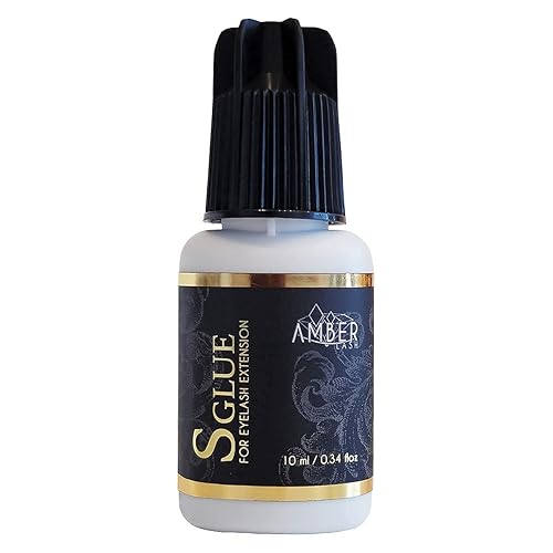 Amber Lash, S Glue 10ml for Professional Eyelash Extension, 1-Second Dry time, Up to 8 Weeks Bonding, Strong Strength, Carbon Black Adhesive for Salon Beauty & Personal Care Amber Lash