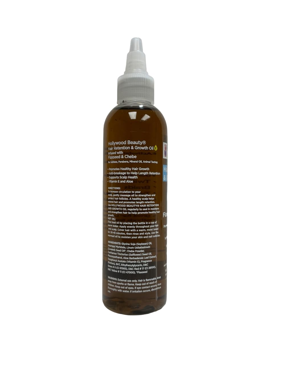 Hollywood Beauty Hair Retention And Growth Oil With Flaxseed And Chebe 4 Oz (Pack Of 2)