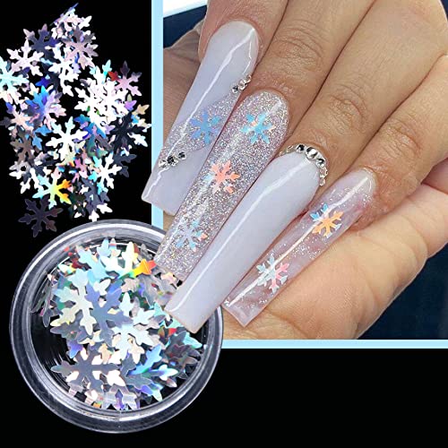 Valuu Christmas Snowflakes Ultrathin Nail Sequins Laser Sparkly Nail Glitter Flake Winter DIY Nail Decals Nail Decoration Beauty & Personal Care Valuu