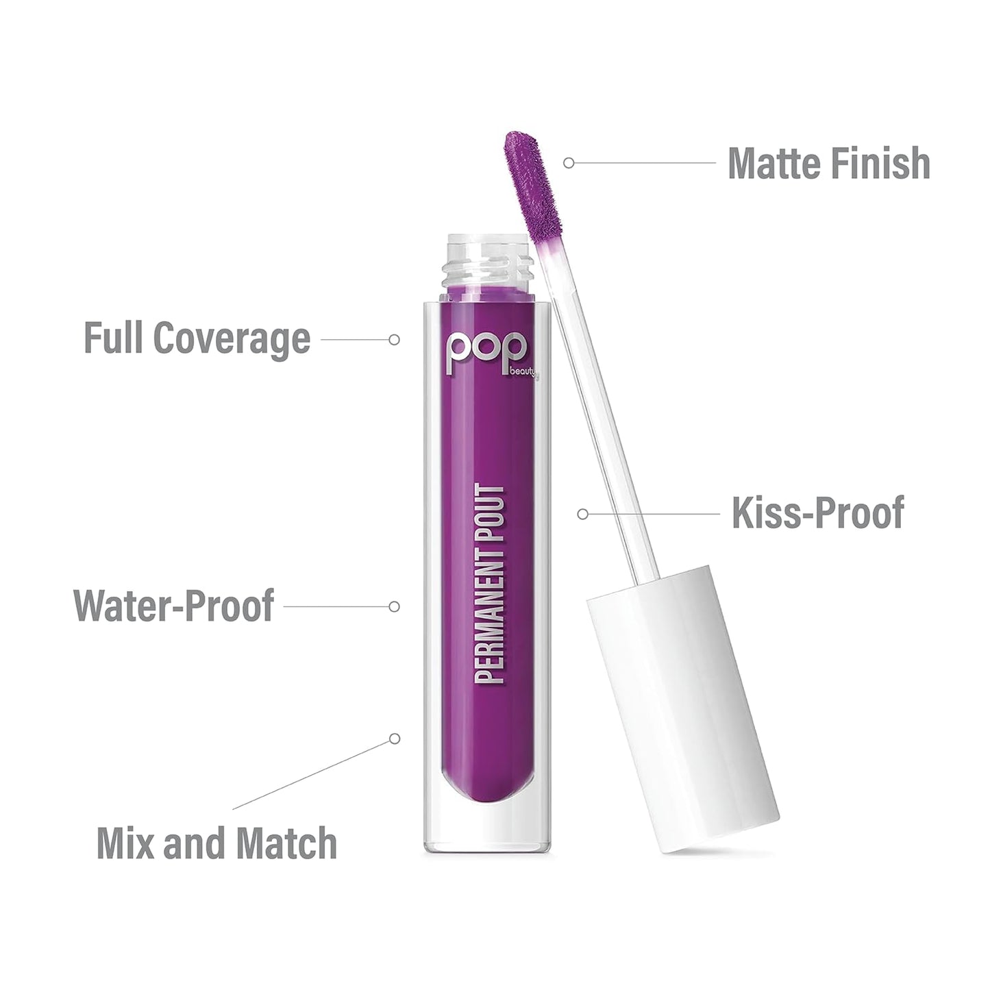 POP Beauty PERMANENT POUT | OMG VIOLET - Long Lasting Liquid Lipstick | Water, Smudge and Kiss-Proof, Velvet Lip Paint, Matte Finish, Full Colour Beauty & Personal Care POP Beauty