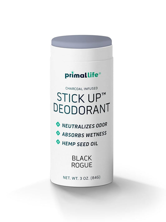 Stick Up Natural Deodorant for Women and Men with Bentonite Clay Powder, Arrowroot, Magnesium, Zinc, 3 oz. Vegan Deodorant for 3-4 months, Black Rogue Beauty and Personal Care Primal Life Organics