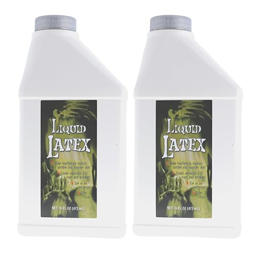Liquid Latex for Special Effects (2 Pack Set) 16 Oz EACH! Skin-Safe, Dries Clear, Easy Application, for Halloween, Cosplay, Zombie SFX and Movie Beauty & Personal Care Liquid Latex Fashions