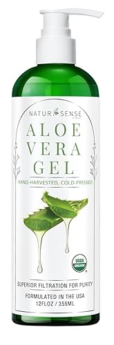 NaturSense USDA Organic Aloe Vera Gel from 100% Pure Aloe. Deep Hydration, Effective Moisturizing. Great for Hair, Scalp, Face, Dry Skin, Acne Beauty & Personal Care NTRSNS