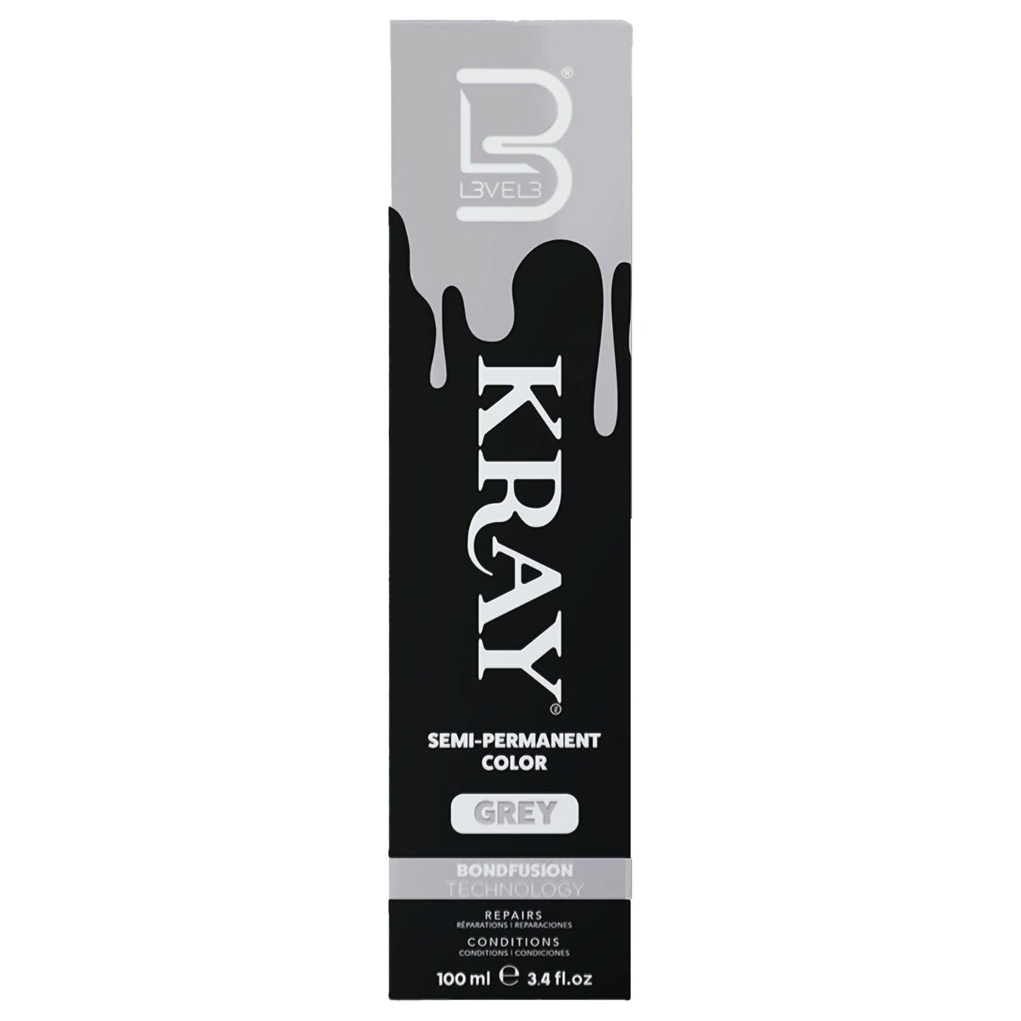 L3 - Level 3 Kray Semi Permanent Hair Color - Semi Permanent Hair Dye with Aloe Vera - Grey Beauty & Personal Care L3