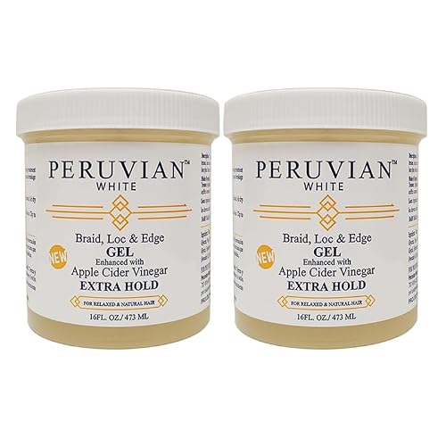 Peruvian white Braid, Loc, and Edge Gel EXTRA HOLD for Relaxed & Natural Hair, 16 oz. (Apple Cider Vinegar) (Pack of 2) Beauty & Personal Care Peruvian white