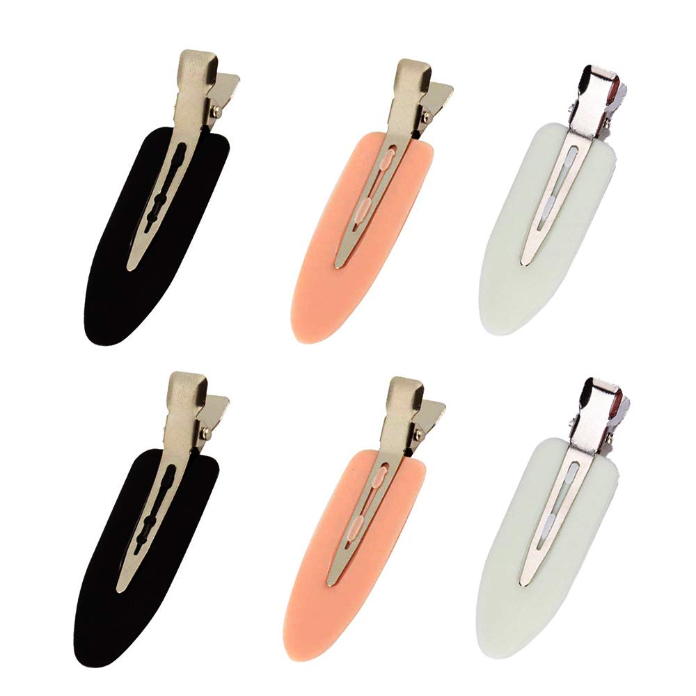 6 Pieces No Bend Hair Clips, No Crease Hair Clip for Hairstyling, Makeup Clips for Women and Girls (Black&Pink&White) Beauty & Personal Care LUOTIVON