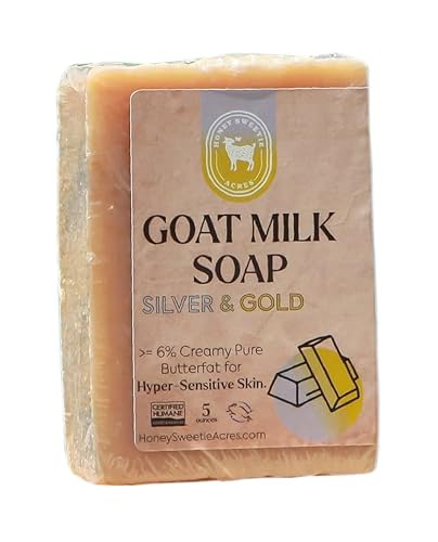 Honey Sweetie Acres Silver and Gold Goat Milk Soap - Handmade 5 oz Bar, Made with Natural Ingredients, Moisturizing & Gentle, Made in the USA Beauty & Personal Care Honey Sweetie Acres