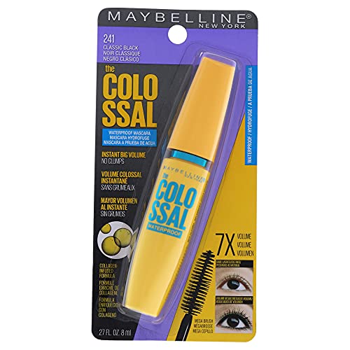 Maybelline Volum' Express The Colossal Waterproof Mascara, Volumizing, Thickening, Clump-Free Make Up Formula, Classic Black, 1 Count Beauty & Personal Care MAYBELLINE