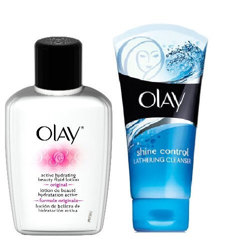 Olay Active Hydrating Beauty Fluid Lotion, 6 Fl Oz with Bonus Olay Shine Control Lathering Cleanser 5 Oz Beauty & Personal Care Olay