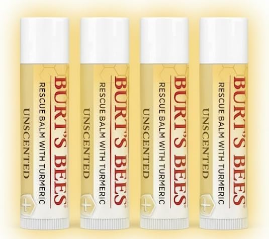 Burt's Bees Rescue Balm Unscented Lip Balm, With Antioxidant-Rich Turmeric, 100% Natural Origin (4) Beauty and Personal Care Burt's Bees