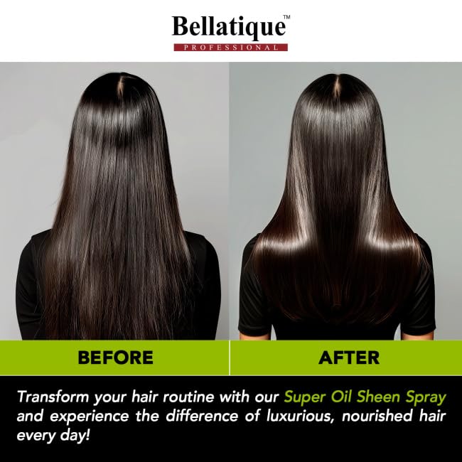 BELLATIQUE Super Oil Sheen Spray (14.88 oz) - Super Shine. Lightweight, Hydrating, Anti-Frizz, Non-Greasy, Revitalizing, Soothes, Long Lasting, Deep Beauty & Personal Care BELLATIQUE