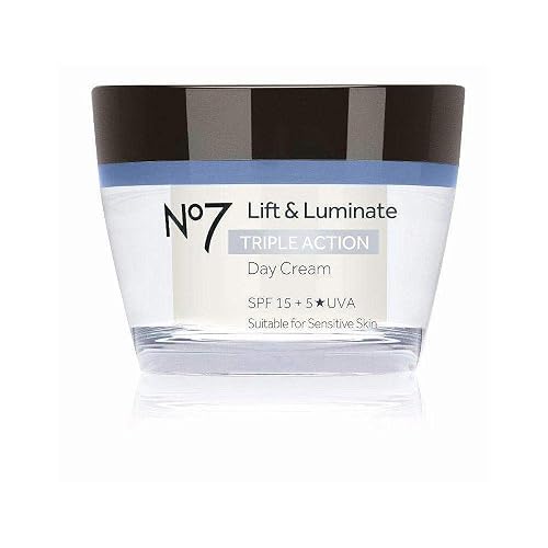 No7 Lift & Luminate Triple Action Day Cream SPF 30 - Broad Spectrum Anti Aging Face Cream - Hydrating Hibiscus Peptides & Hyaluronic Acid + Beauty & Personal Care No7