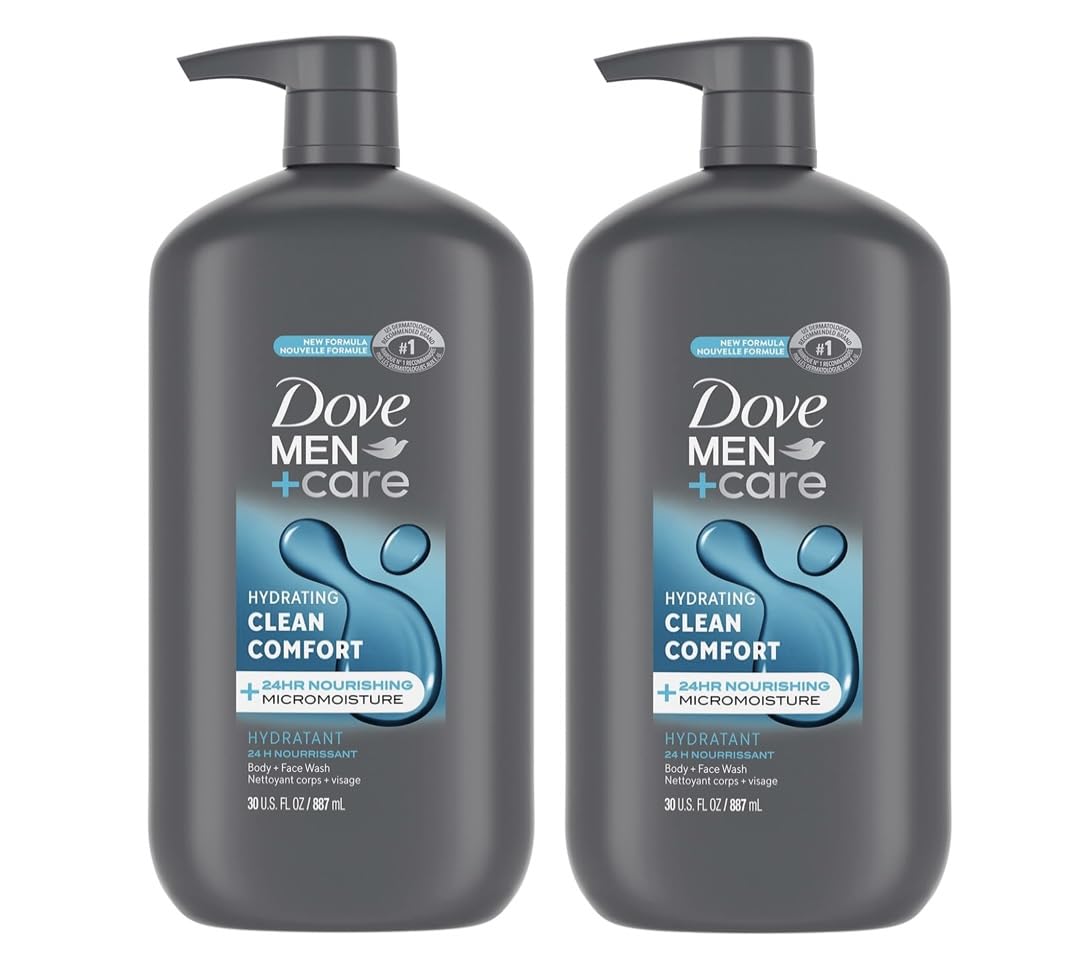 Dove Men+Care Body and Face Wash Hydrating Clean Comfort Body Wash for Men with 24-Hour Nourishing Micromoisture Technology, 30 oz. 2pack Beauty & Personal Care Dove