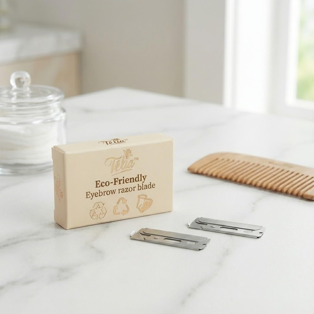 Télia™ Replacement Razor Blades - Pack of 2 Stainless Steel Precision Rounded Blades for Eyebrow Razor and Facial Razor, Gentle Grooming and Face Hair Beauty and Personal Care Télia