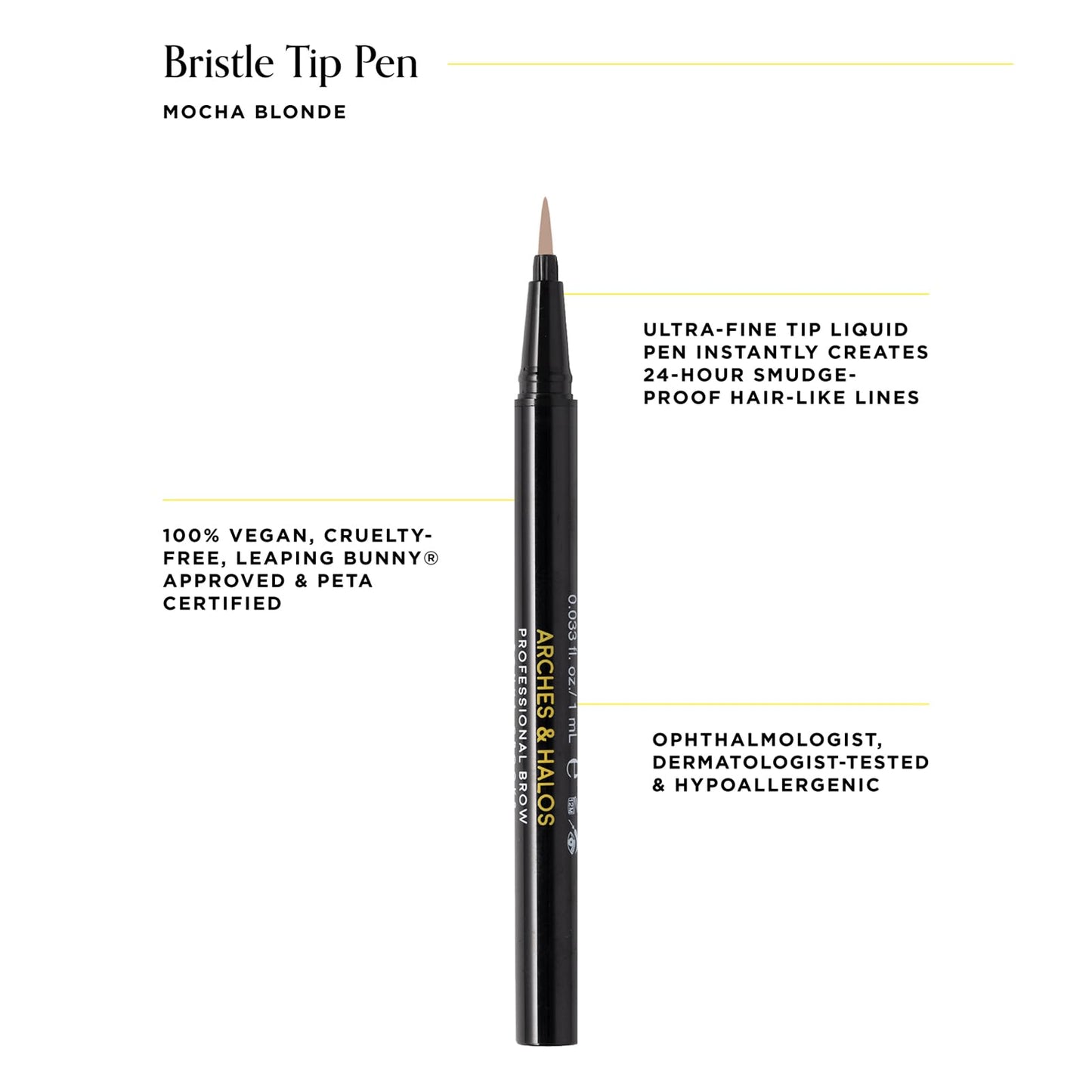Arches and Halos Fine Bristle Tip Pen - Eyebrow Pencils for Women - Vegan Brow Pencil - Smudge-Proof, Buildable Formula - Mocha Blonde - 0.02 oz Beauty & Personal Care Arches & Halos
