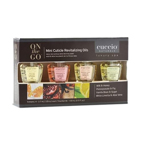 Cuccio Naturale Mini Cuticle Revitalizing Oils - Hydrating Repair for Dry Skin & Nails - Paraben & Cruelty-Free, Spa Fragrances - 4 pc Beauty & Personal Care Cuccio