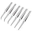 WANDIC Precision Tweezers Set, 6 Pcs 2 Styles Stainless Steel Tweezers Repair Kit for Craft, Jewelry, Electronics, Laboratory Work Beauty & Personal Care WANDIC
