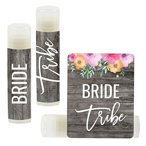 Andaz Press Bridal Shower Bachelorette Party Lip Balm Party Favors, Florals On Gray Rustic Wood, Bride Tribe, Bridesmaid Lip Gloss 12-Pack Lip Balm Beauty & Personal Care Andaz Press