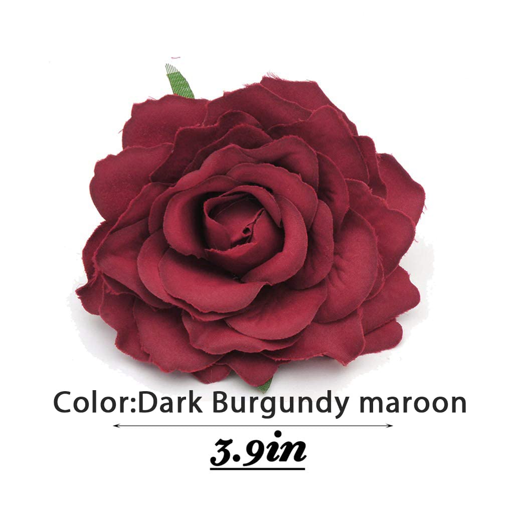 HOLY KT Handmade Women's Dark Red Velvet Rose Flower Wreath Hair Clip and Pin, Flamenco Dancer Style (Deep Red) one size Beauty & Personal Care HOLY KT