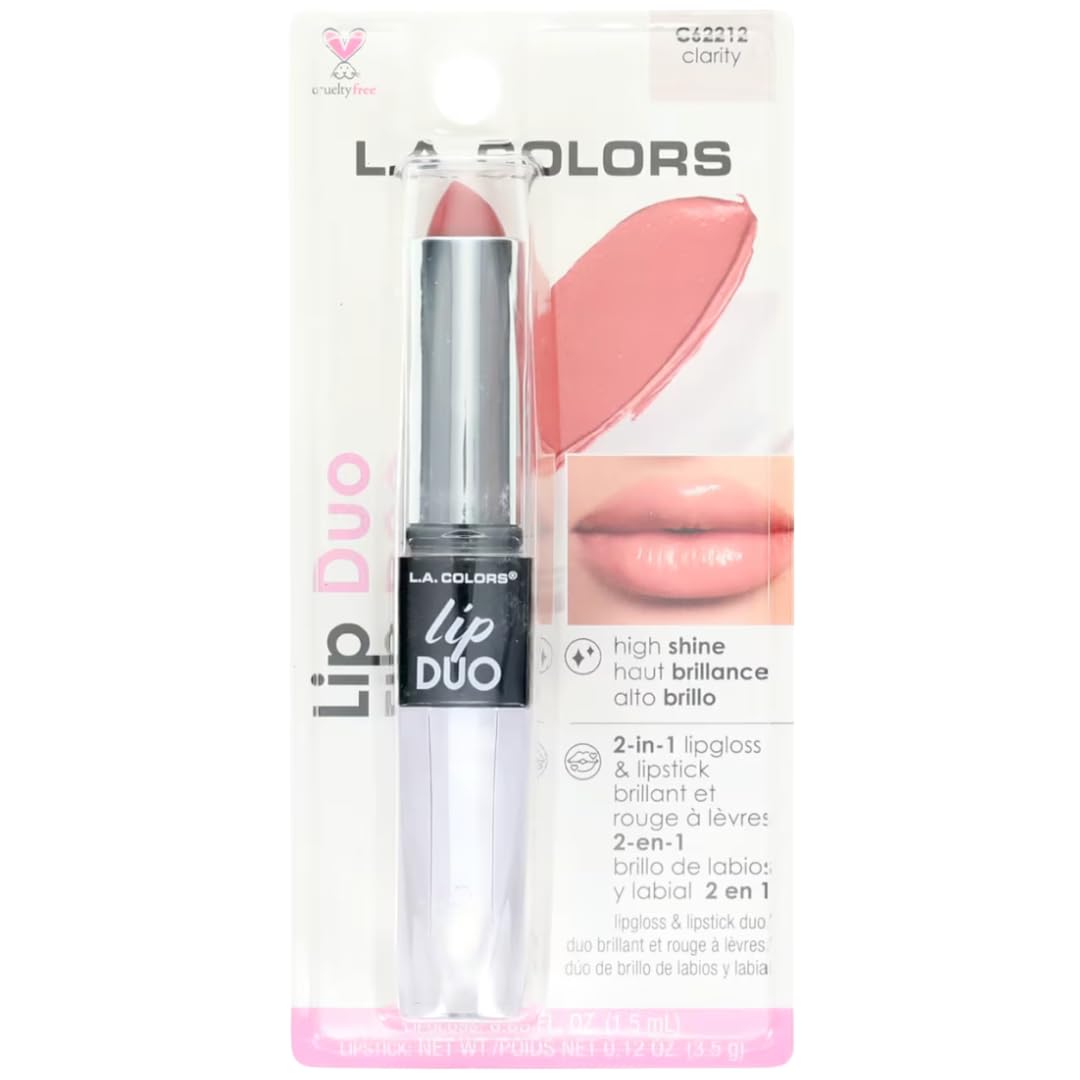 L.A. COLORS Lipgloss & Lipstick Duo, C62212 Clarity, 0.12 Oz Beauty & Personal Care L.A. COLORS