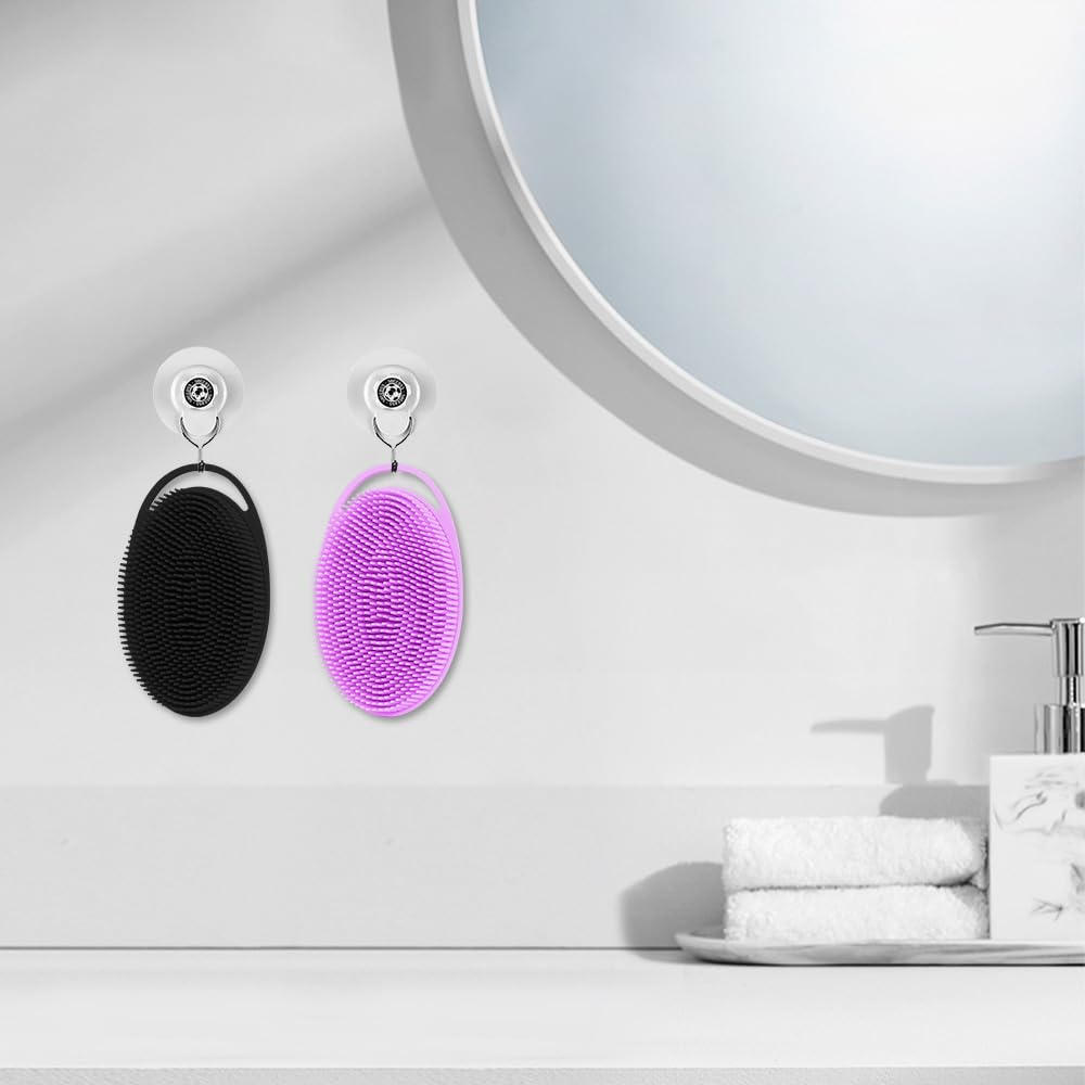 Cutiland 2 Pack Silicone Body Scrubber with Loofah Exfoliating Soft Body Shower Scrubber for Body, 2 in 1 Bath and Shampoo Wash Brush for Skin Beauty and Personal Care Cutiland