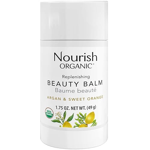 Nourish Organic Beauty Balm, Argan & Sweet Orange - Face, Lip, Hand & Body Moisturizer with Organic Coconut Oil, Shea, Cocoa Butter, 1.75 Oz + Beauty & Personal Care Nourish Organic