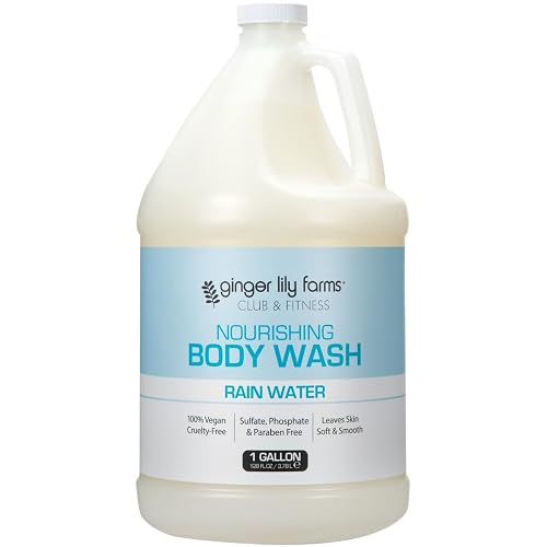 Ginger Lily Farms Club & Fitness Nourishing Body Wash, 100% Vegan & Cruelty-Free, Bath & Shower Gel for Men and Women, Rain Water Scent, 1 Gallon (128 Beauty & Personal Care Ginger Lily Farms