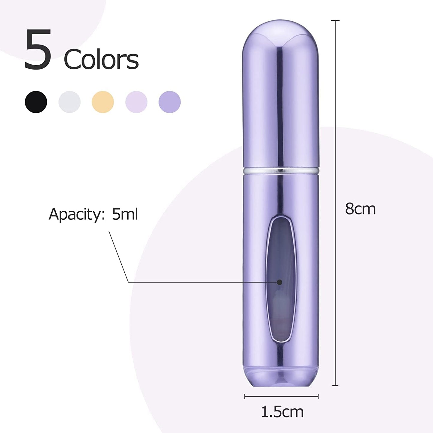 HonKuaDL Travel Perfume Atomizer, Refillable Cologne Bottle Spray Container - Must-Have for Travel (5 Pack, 5ml/0.2oz) Beauty & Personal Care HonKuaDL