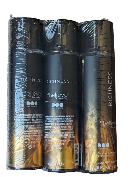Richness by Believe Beauty Inspired by Men's 1 Million Fragrance Body Mist (3 Pk) Dose of Desire Beauty & Personal Care Belive Beauty