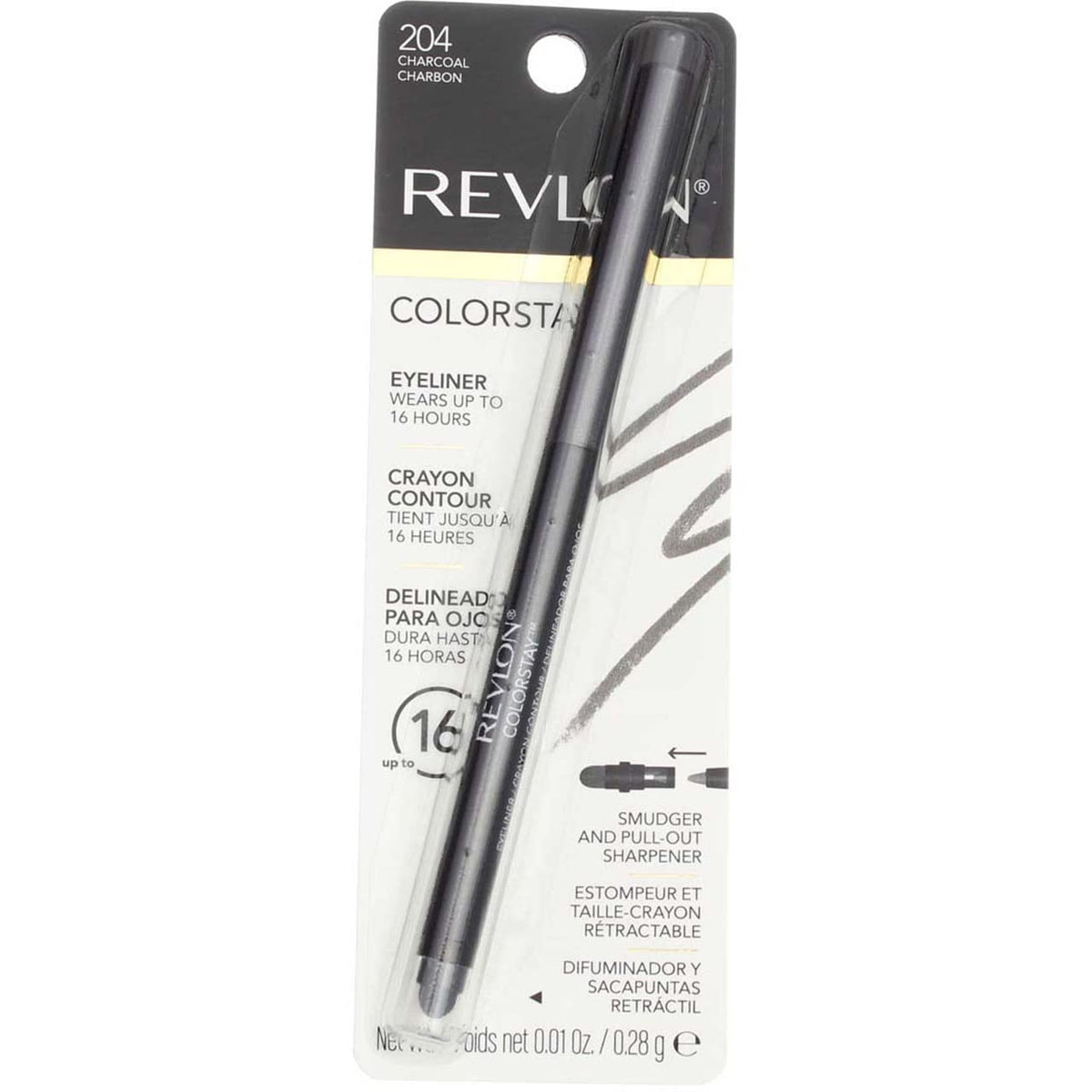 Revlon ColorStay Eyeliner Pencil, Charcoal [204], 0.01 oz (Pack of 4) Beauty & Personal Care REVLON