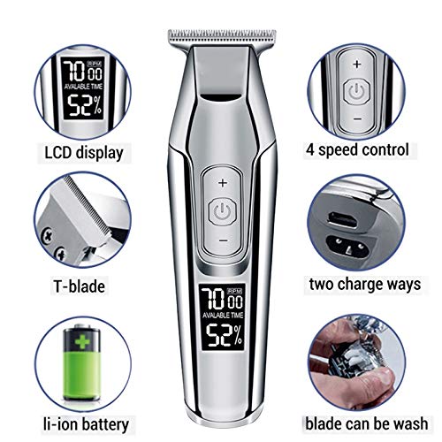 ZUIAI Barber Professional Hair Clipper LCD Display 0mm Baldheaded Beard Hair Trimmer Men's Electric Hair Trimmer Hair Clippers Beauty and Personal Care ZUIAI