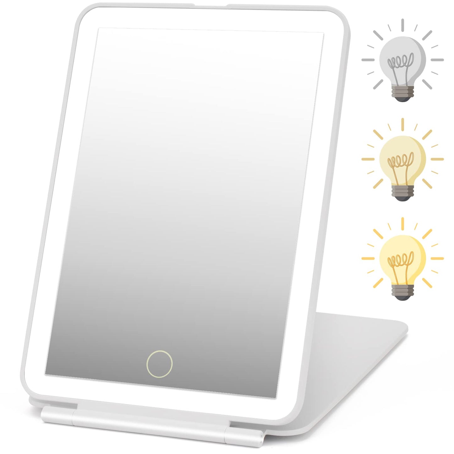 DenCert Rechargeable Travel Makeup Mirror 72 LED Lighted Compact Slim Vanity with Lights 3 Lighting Modes Dimmable Touch Screen (White),(DenCert) Beauty & Personal Care DenCert