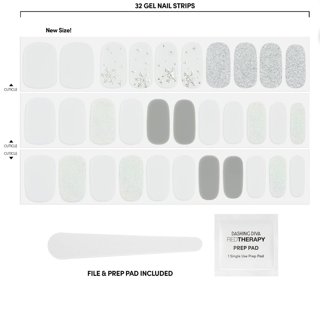 Dashing Diva GLOSS Ultra Shine Gel Palette, Frosted Skates, Holiday Collection, 32ct, Nail Strips