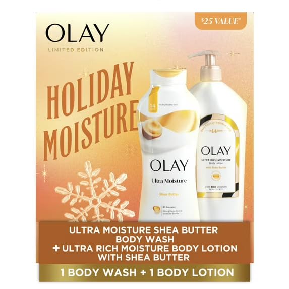 Olay Holiday Moisture Gift Pack - Ultra Moisture Body Wash & Ultra Rich Moisture Lotion with Shea Butter Beauty & Personal Care Olay