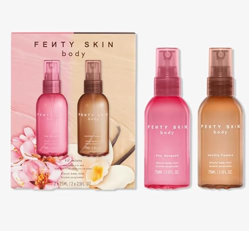 FENTY SKIN Lil’ Mists Mini Body Mist Duo - Vanilla Flowers & Hey, Bouquet, 2 × 75 mL (2.5 fl oz) Travel Body Sprays, Vegan & Cruelty-Free Beauty & Personal Care Fenty Skin Body