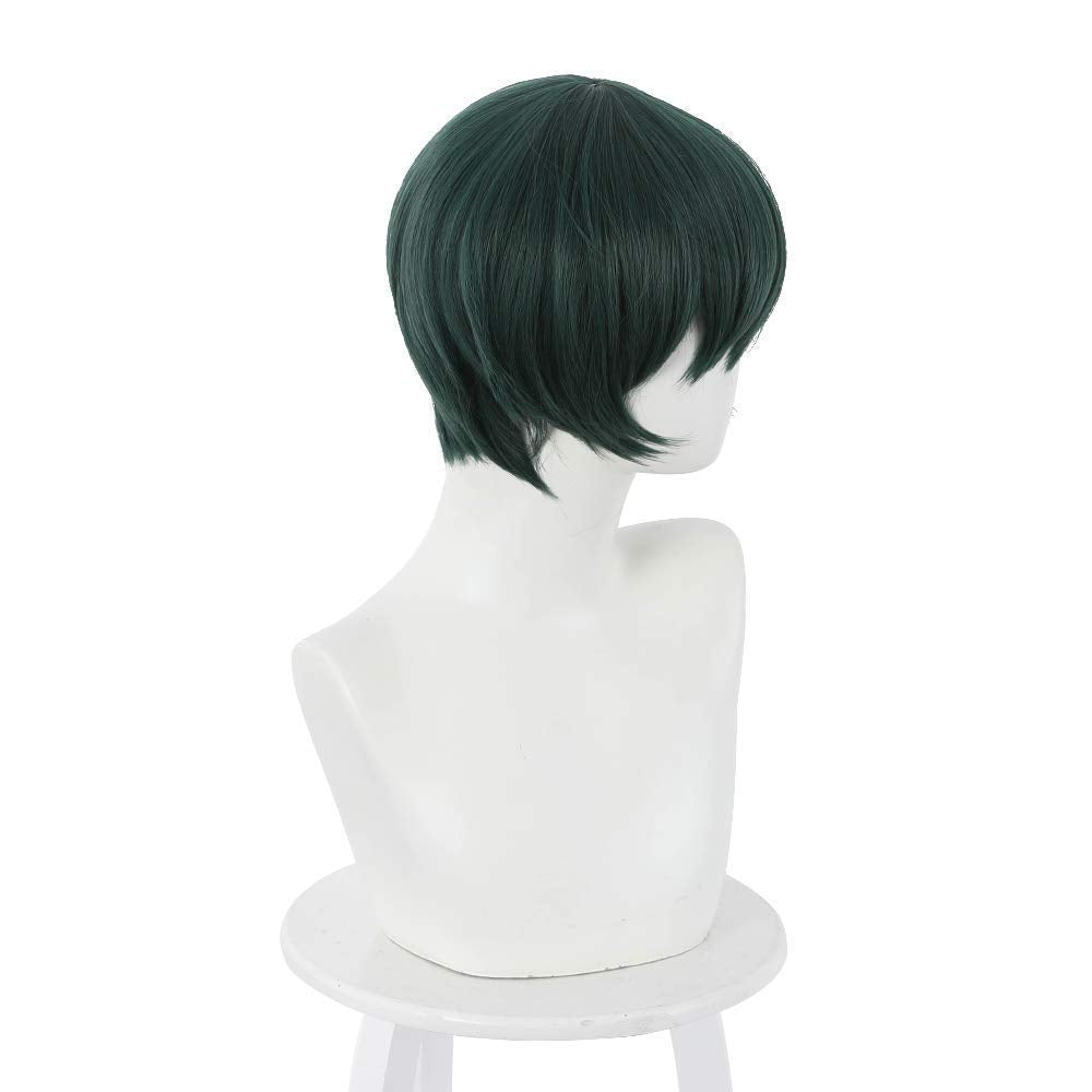 XiongXiongLe Dark Green Short Cosplay Wig Women Costume Hair Replacement Wigs for Adult Cos Role Playing Daily Party Halloween Christmas Comic