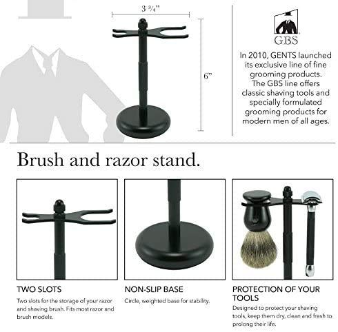 G.B.S Men's Classic Straight Edge Razor Saloon Shavette Professional Quality Black Brush And Razor Stand - Black Horn Handle Includes 10 Blades Manual Beauty and Personal Care G.B.S