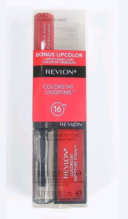 Revlon Overtime Moisture Stain - Forever Scarlet or Shanghai Sizzle (040) - 0.07 Oz Beauty & Personal Care REVLON