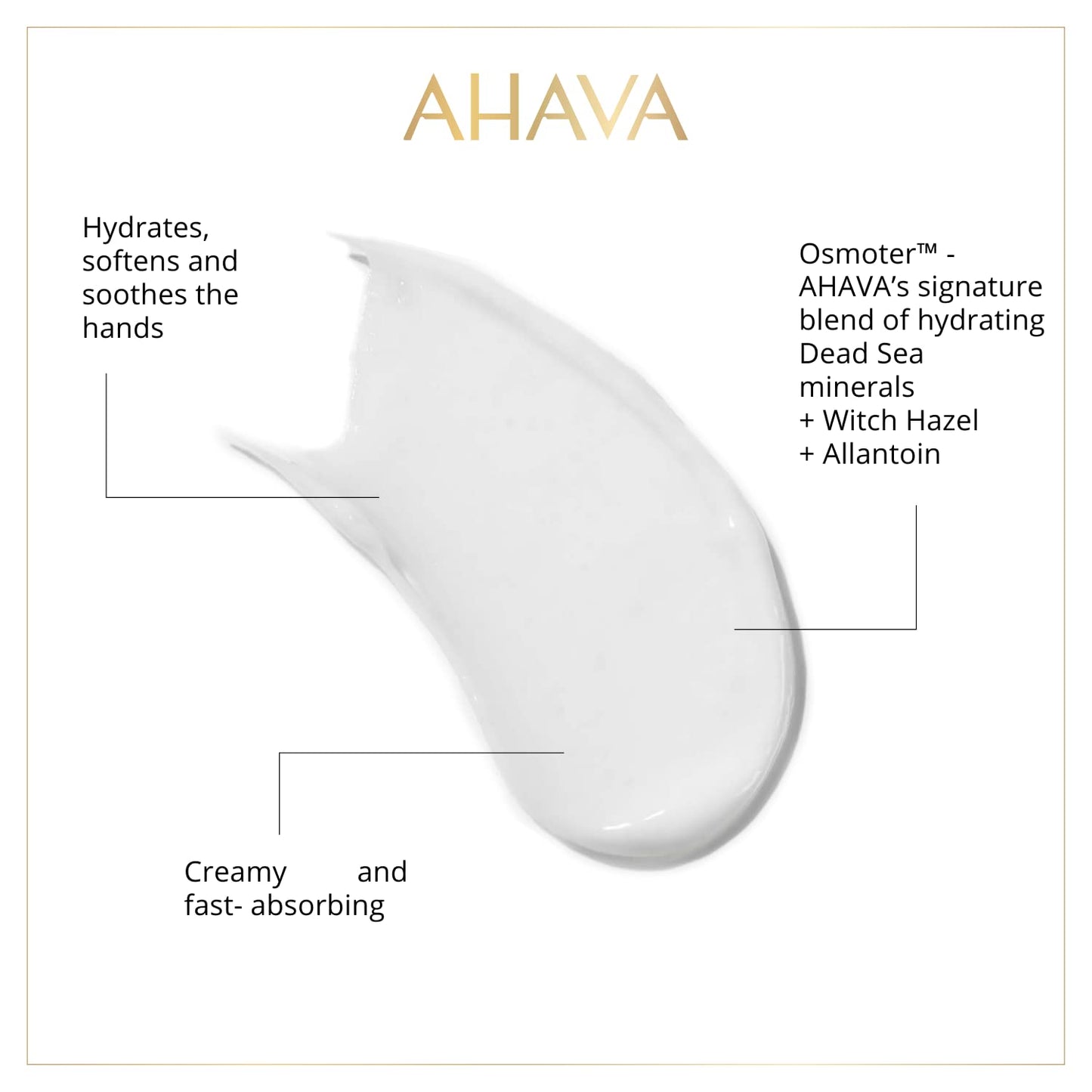 AHAVA Dead Sea Water Mineral Hand Cream - Hand Moisturizer For Dry Cracked Hands, Light & Fast Absorbing, Enriched with Exclusive blend Osmoter Beauty & Personal Care AHAVA