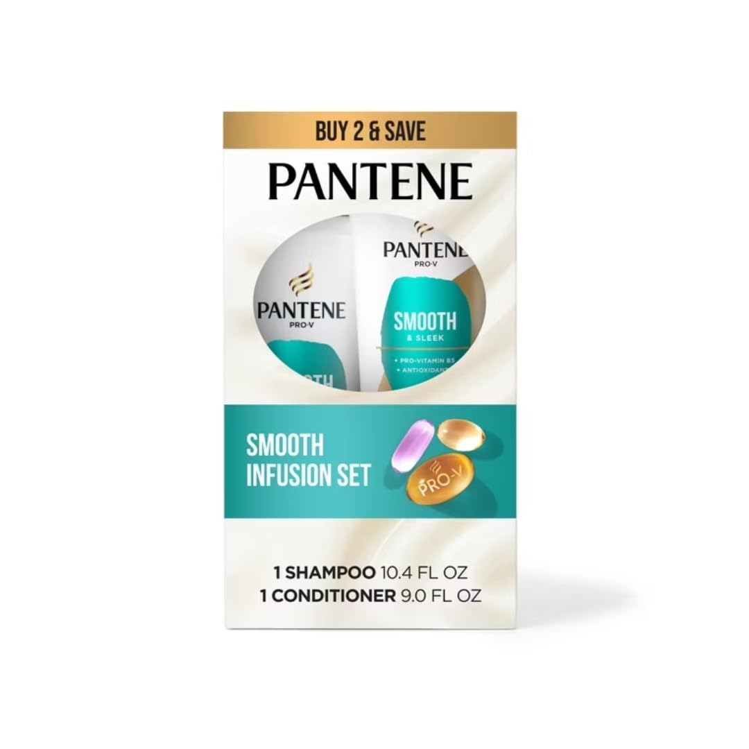 Pantene Smooth & Sleek Shampoo + Conditioner Bundle Beauty & Personal Care Pantene