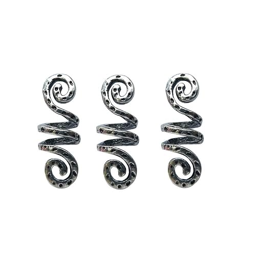 LQQQL Vikings Spiral Hair Beads Rings - Dreadlock Accessories, Norse Hair Coils & Pendants for Braids, Beards, Bracelets DIY (3 Small pcs) Beauty & Personal Care LQQQL