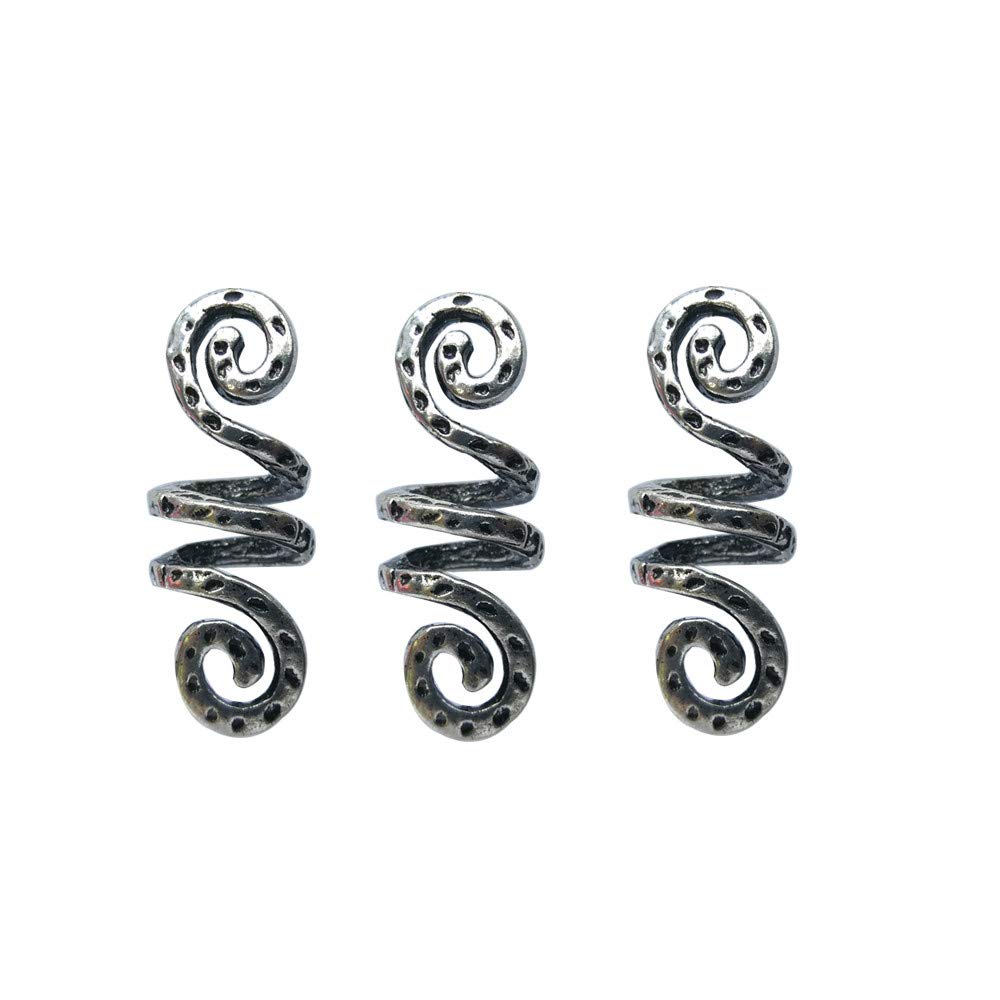 LQQQL Vikings Spiral Hair Beads Rings - Dreadlock Accessories, Norse Hair Coils & Pendants for Braids, Beards, Bracelets DIY (3 Small pcs) Beauty & Personal Care LQQQL