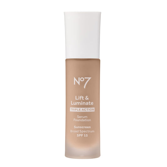 No7 Lift & Luminate Triple Action Serum Foundation - Cool Ivory - Medium-Buildable Coverage Foundation with Light Reflecting Particle & SPF 15 Beauty and Personal Care No7 Default Title