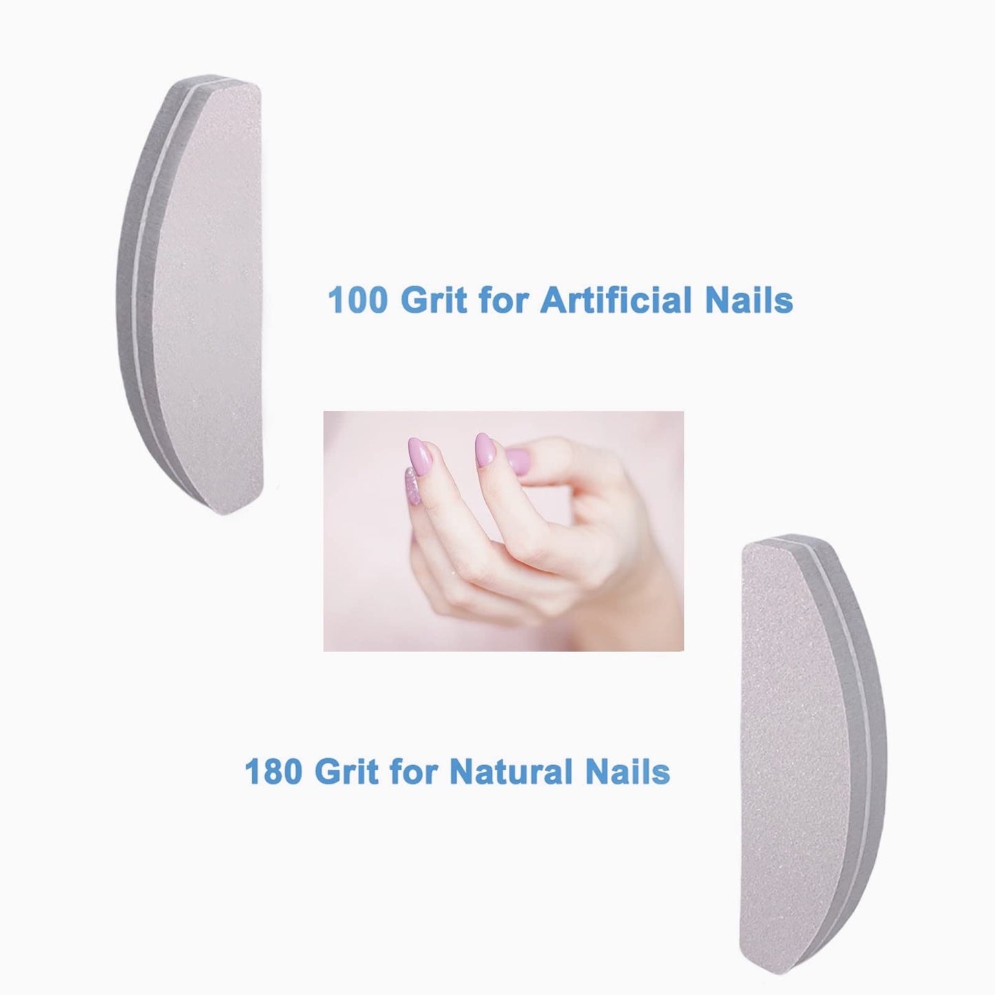 20 PCs Nail Buffers, Double Sided Nail Files Buffer Blocks 100/180 Grit Portable Washable Sanding Buffing File Arc Shape (Grey) Beauty & Personal Care GigaGround