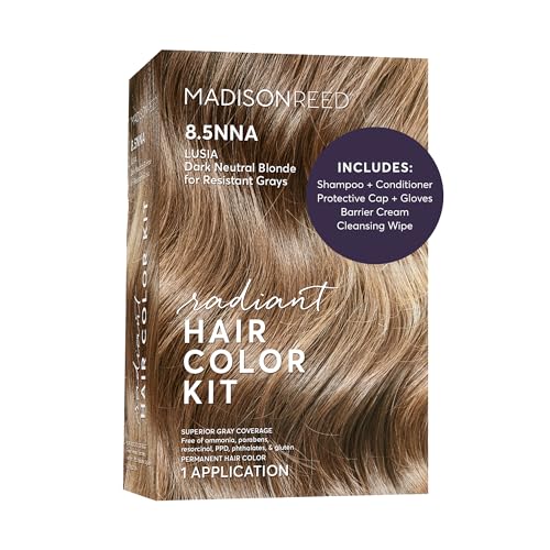 Madison Reed Radiant Hair Color Kit - 8.5NNA Dark Neutral Blonde (Lusia Blonde), Permanent Hair Dye for Resistant Grays, 100% Gray Coverage | PPD-Free Beauty & Personal Care Madison Reed