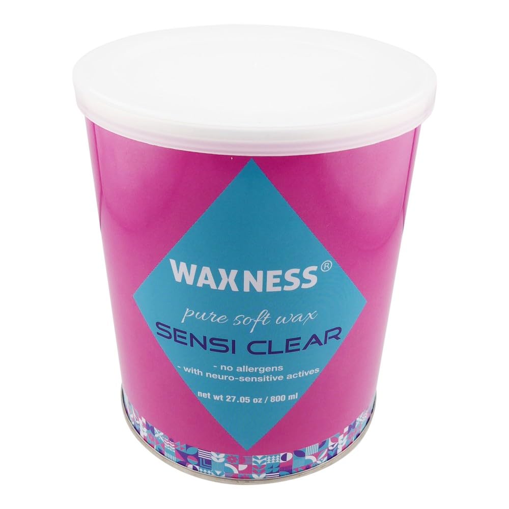 Waxness Sensi Clear Pure Soft Wax Tin 27 oz (800 g) - Rosin-Free Clear Gel Formula with Neuro-Active Comfort Complex - Made in Italy Beauty and Personal Care Waxness