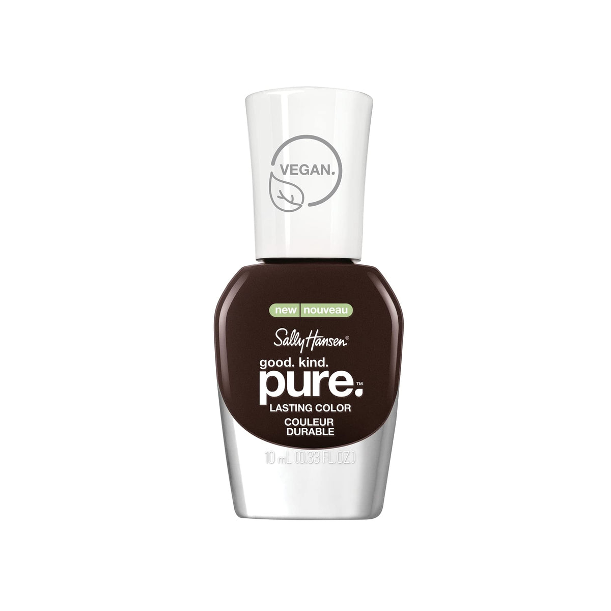Sally Hansen Good. Kind. Pure. Nail Polish | Plant-Based, Vegan, 16-Free Formula | Opaque, Creamy | 151 Warm Cacao | Dark Brown Nail Color