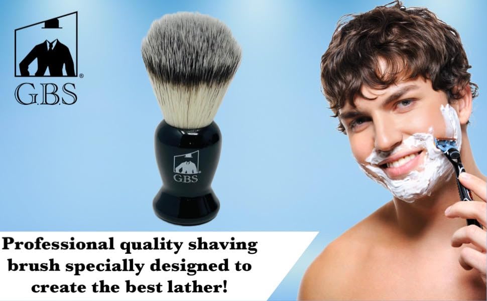 G.B.S Black Shaving Brush for Wet Shave Using Shaving Cream & Soap- Best Shave of Your Life for Safety Razor, Double Edge Razor, Straight Razor or Beauty and Personal Care G.B.S