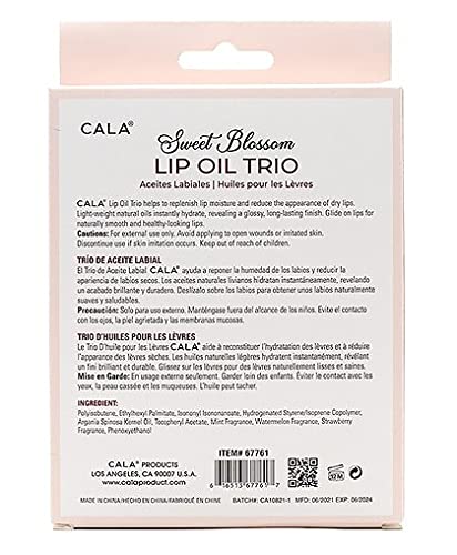 Cala Lip Oil Trio, Mint, WATERMELON, STRAWBERRY, Long Lasting Nourishment And Softness To Dry Cracked Lips Beauty and Personal Care Cala
