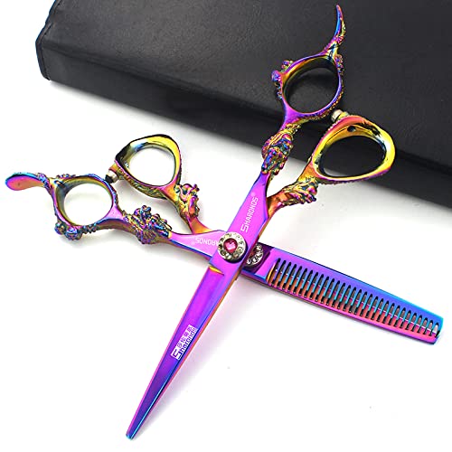 6" Professional Hairdressing Scissors Set, Hair Clipper/Household Stainless Steel Hair Clipper (6 inches, 2 pieces-B)